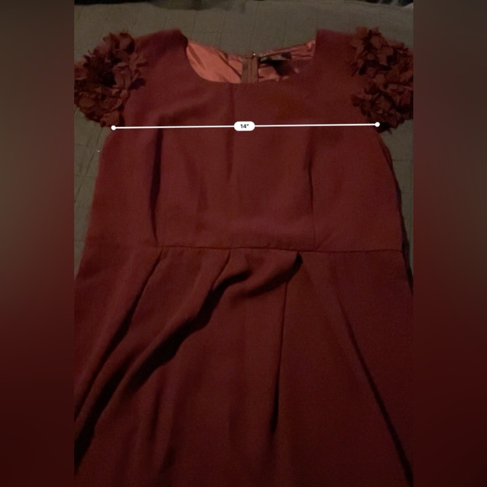Esley Dress Burgundy Ruffle Cap Sleeves Medium